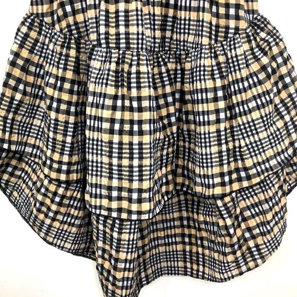 Ganni CHARRON Tiered Light Brown Plaid Versatile Skirt Dress - Picture 11 of 16